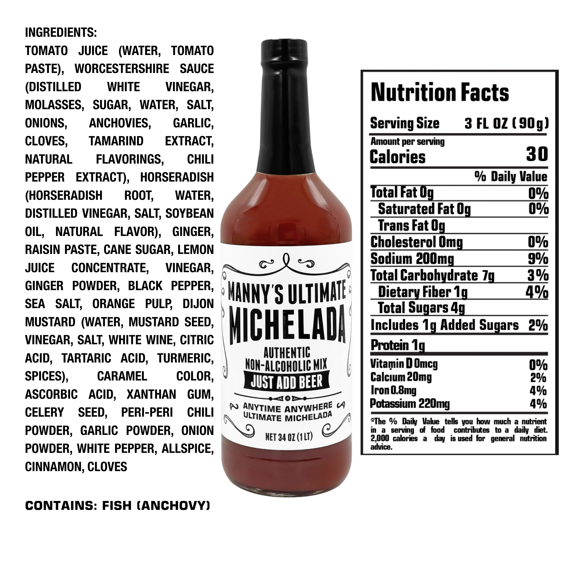 Manny's Ultimate Michelada Mix - 1 Liter Glass Bottle