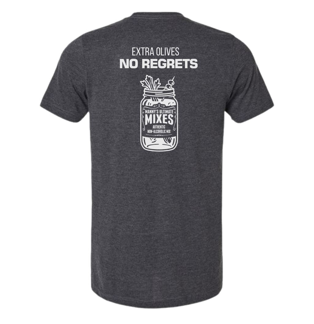 NO REGRET, EXTRA OLIVES DARK HEATHER GRAY (MANNY'S LOGO EDITION)