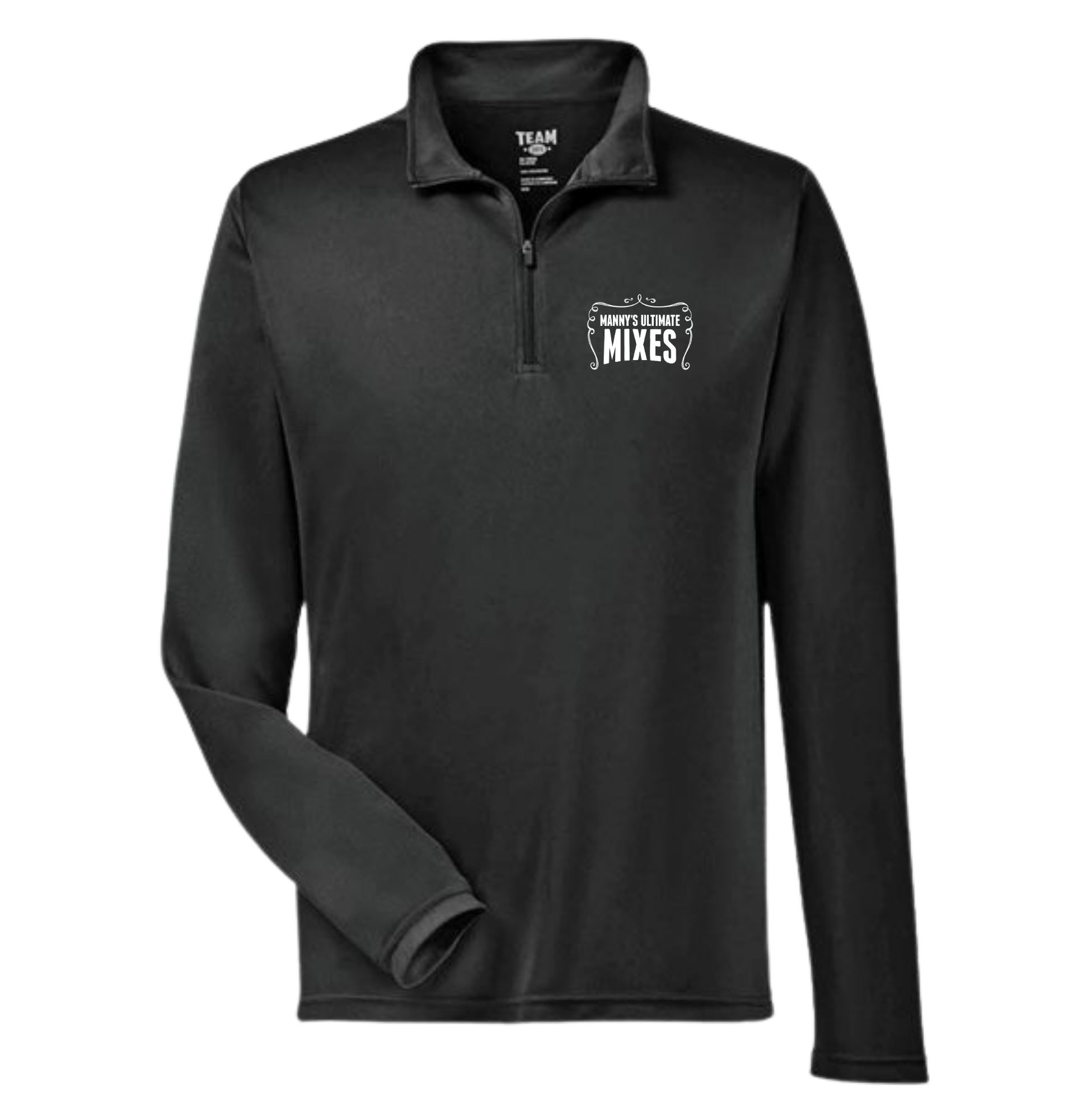 ANYTIME ANYWHERE MANNY'S LOGO BLACK QUARTER ZIP